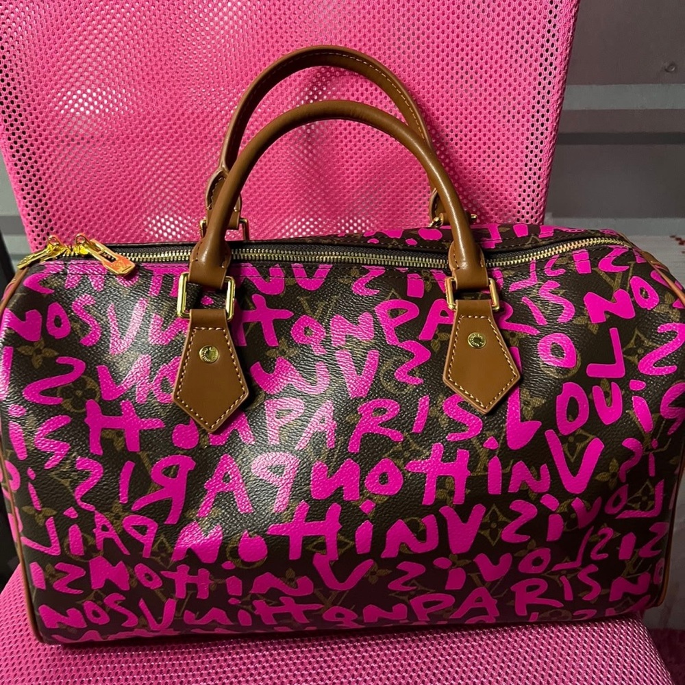 Pink and Brown Designer Handbag